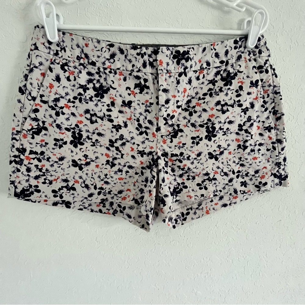Banana Republic Women's Hampton Fit Floral Print Shorts Purple Orange White 12